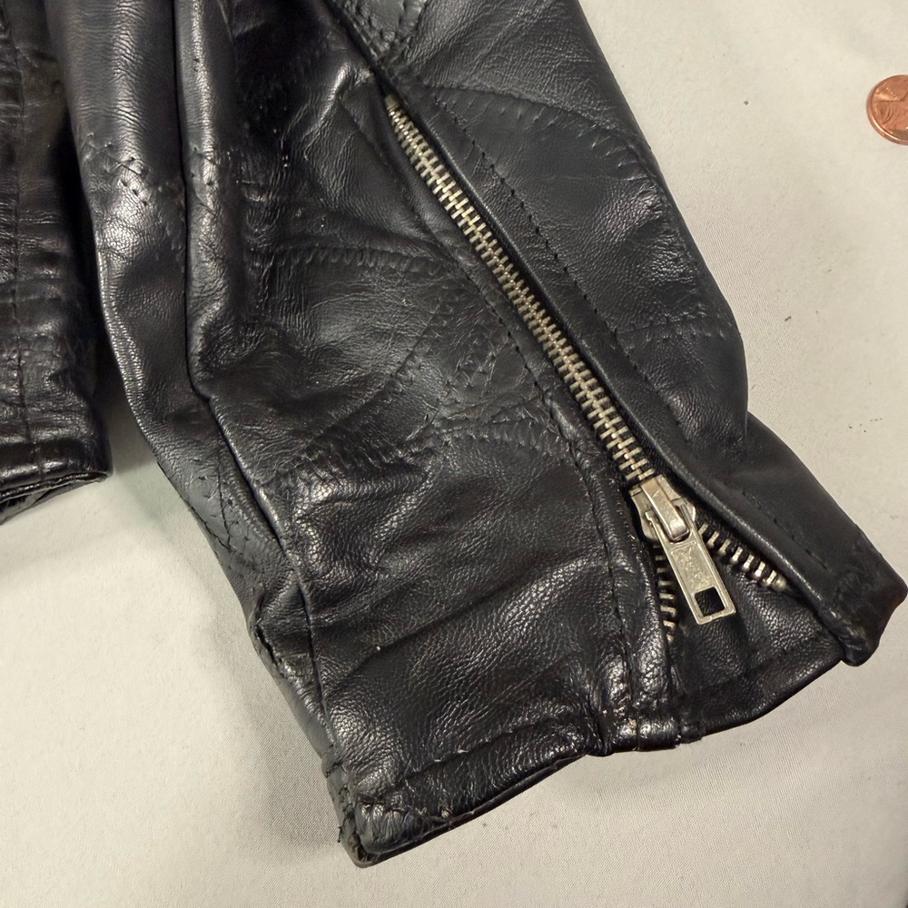 Diamond Plate Buffalo Leather Biker Jacket XL Live To Ride Route 66 Patriotic - Picture 10 of 16